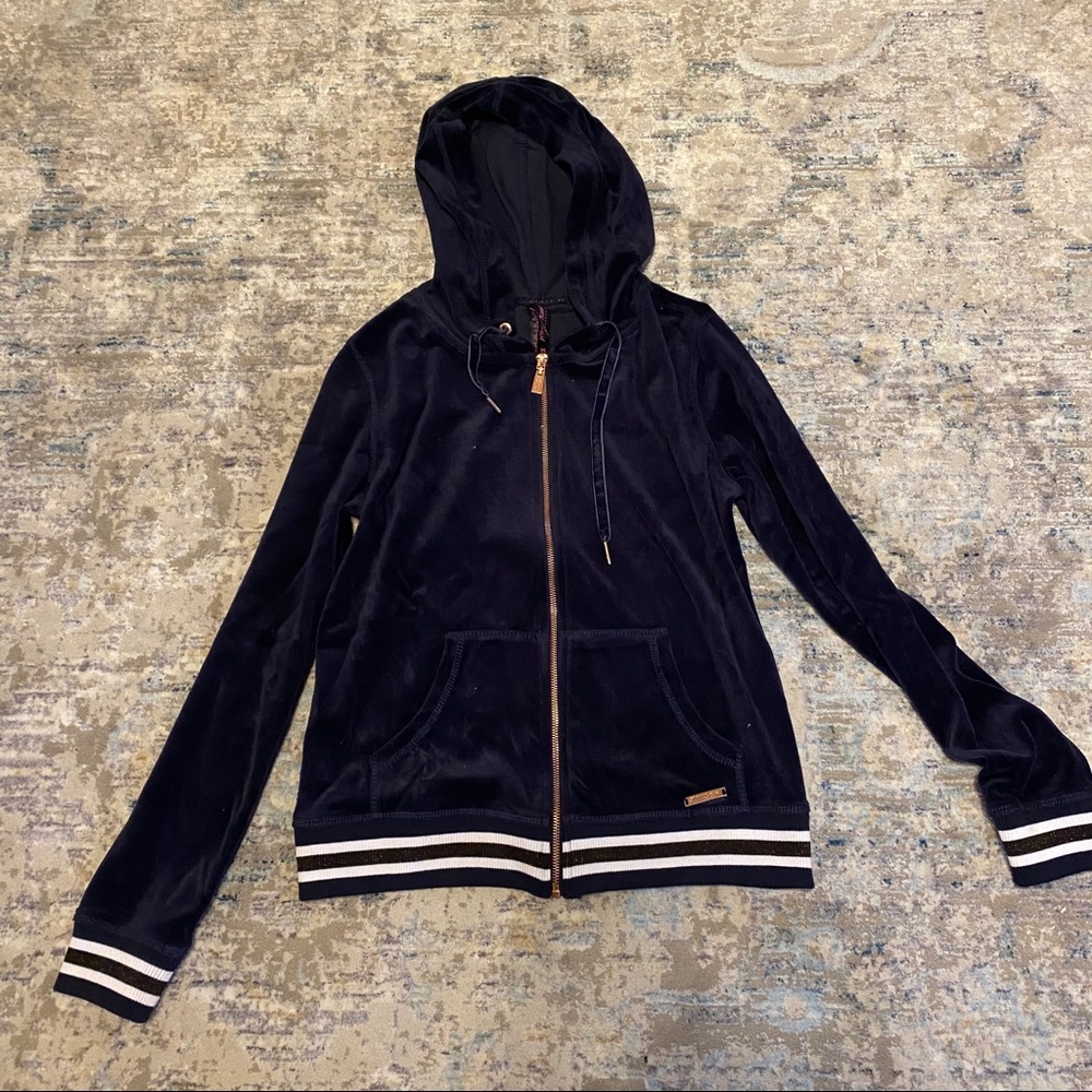 Betsey Johnson Velvet Zip Up Sweatshirt